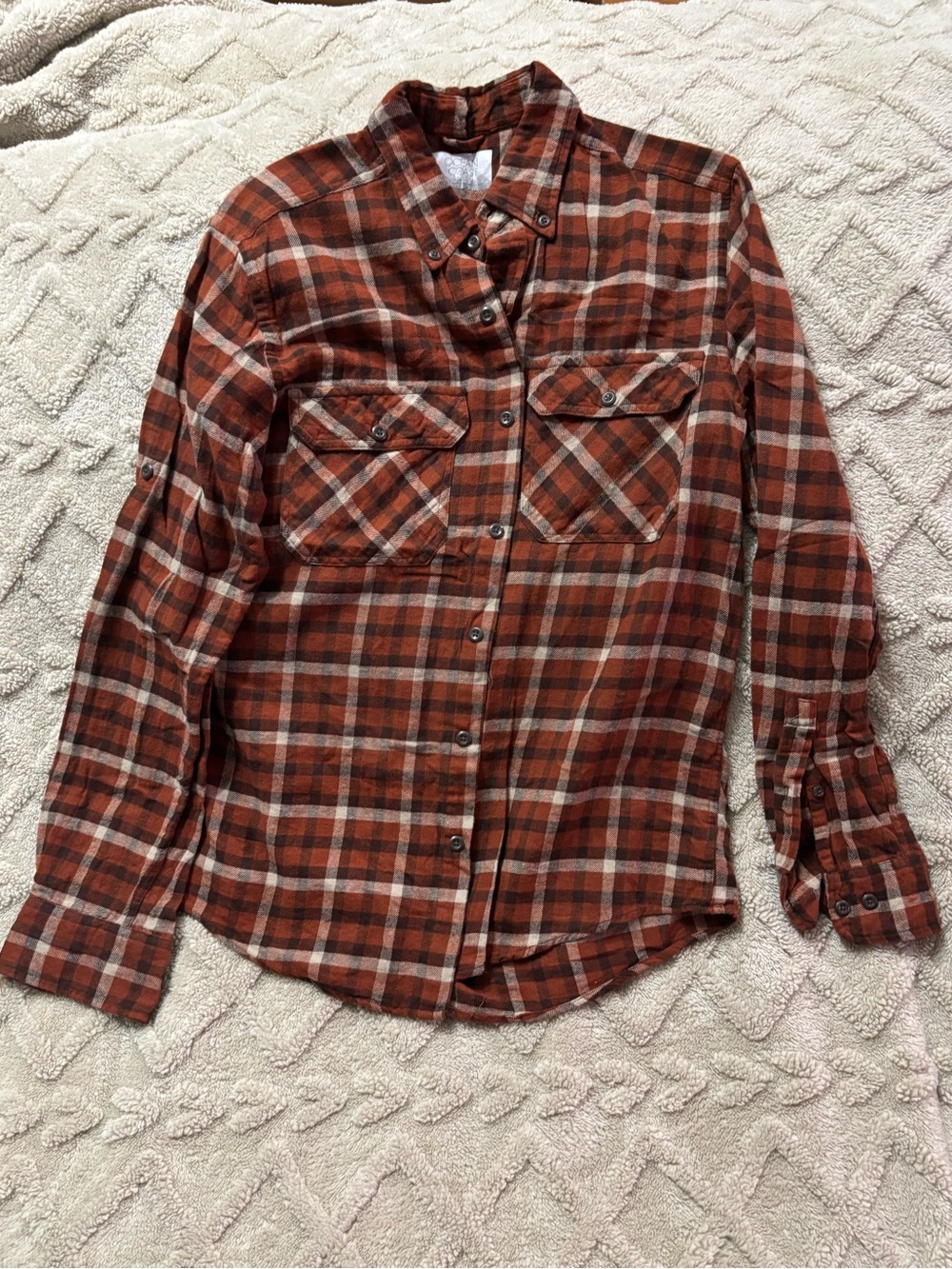 Lightweight Men's Rust Plaid Shirt Jacket